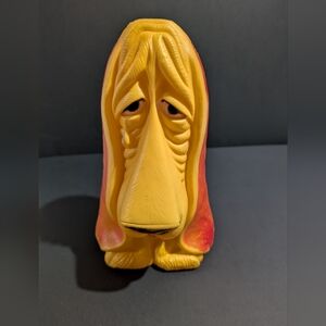 Sad Basset Hound Dog Piggy Bank Blow Mold Puppy No Plug Vtg 1970's